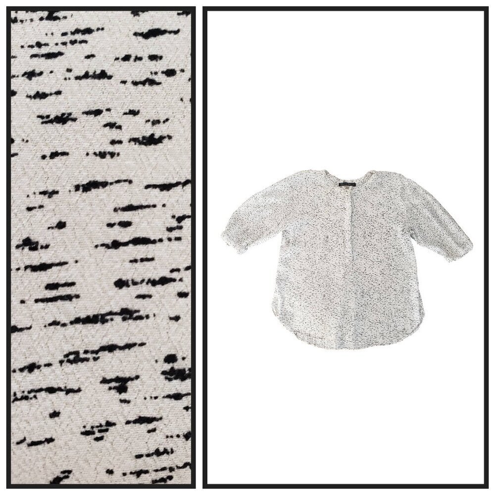 Rose & Olive 1X Cream Black Speckled Blouse 3/4 Sleeve Lightweight Top